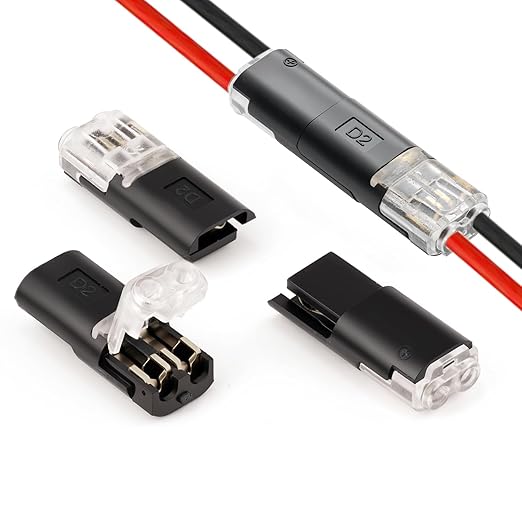 50 Pack Wire Connectors, Low Voltage 2 Pin Quick Splice Wire Connectors, Solderless Wire Splice Connector for 12V Landscape Lighting, LED Light Strips, and Home Wiring Projects