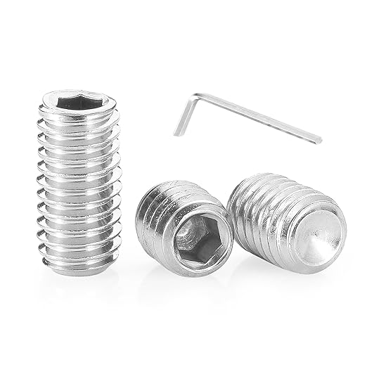 #10-24 x 3/8" Hex Allen Head Socket Set Screws Grub Screw Bolts, 304 Stainless Steel Internal Hex Drive Cup-Point Screws with Hex Wrenches, 50 PCS