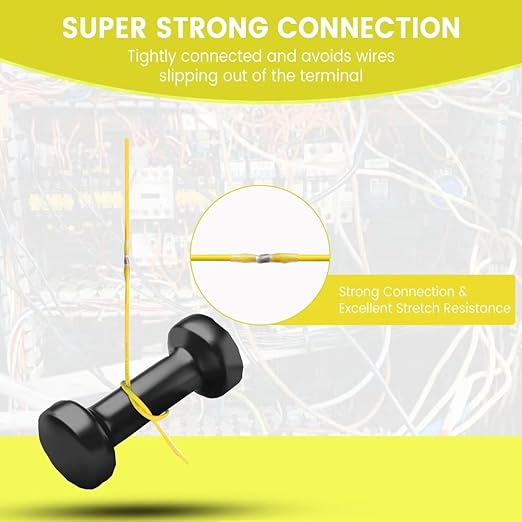 100 PCS Yellow Heat Shrink Butt Connectors,12-10 AWG, Self Soldering Butt Connector, Waterproof Solder Seal Wire Connectors, Butt Splice Wire Terminals for Automotive Marine Boat