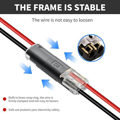 50 Pack Wire Connectors, Low Voltage 2 Pin Quick Splice Wire Connectors, Solderless Wire Splice Connector for 12V Landscape Lighting, LED Light Strips, and Home Wiring Projects
