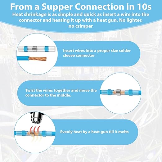 455 PCS Heat Shrink Self Soldering Butt Connector, Solder Seal Wire Connectors Kit, Waterproof Wire Solder Stick Splice Connector for Marine Electrical Automotive (5 Colors/5 Sizes/ 26-10 Gauge)