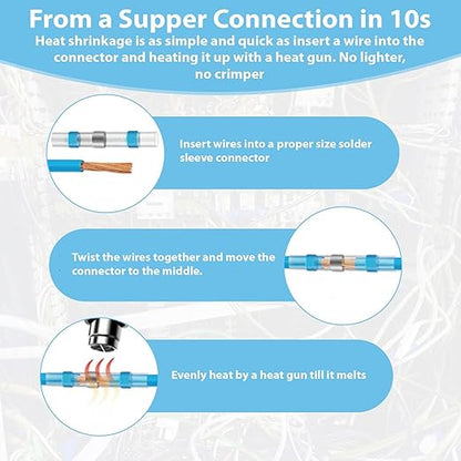 5 Sizes, 180 Pieces - Heat Shrink Butt Connectors, Solder Seal, Waterproof Self Shrink Electrical Connector Kit- for Wiring, Soldering, Marine, Automotive